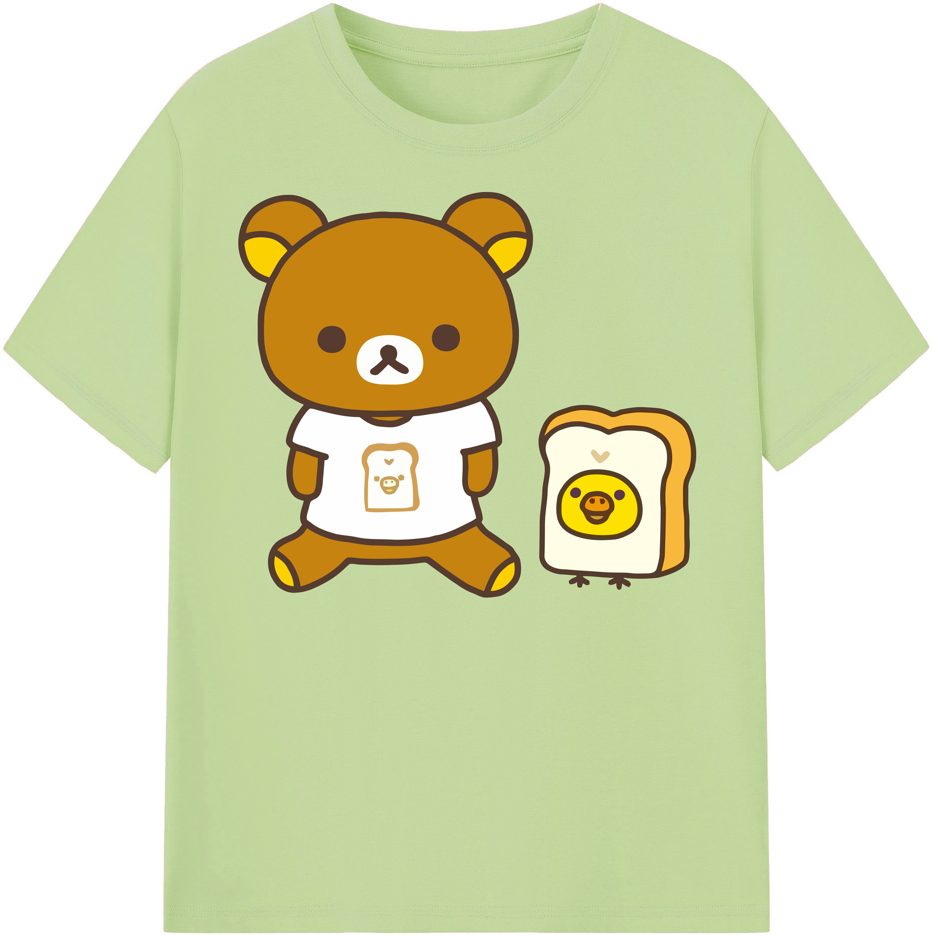（画像用） リラックマ リラックマ キイロイトリ Rilakkuma Korilakkuma Kiiroitori 綿100％半袖Tシャツ（フロントプリント）
